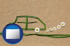 colorado map icon and the concept of clean automobile emissions
