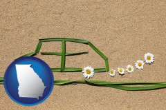 georgia map icon and the concept of clean automobile emissions