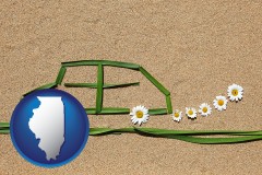 illinois map icon and the concept of clean automobile emissions
