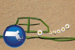 massachusetts map icon and the concept of clean automobile emissions