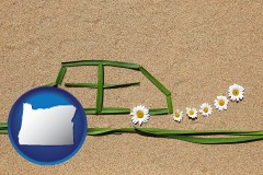 oregon map icon and the concept of clean automobile emissions