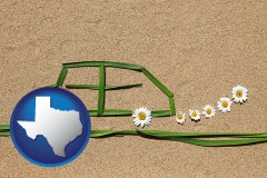 texas map icon and the concept of clean automobile emissions